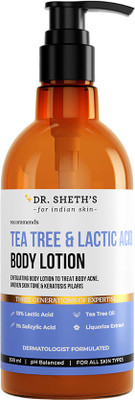 Dr. Sheth’s Tea Tree & Lactic Acid Body Lotion | Treats Body Acne, Exfoliating & Non Sticky(300 ml)