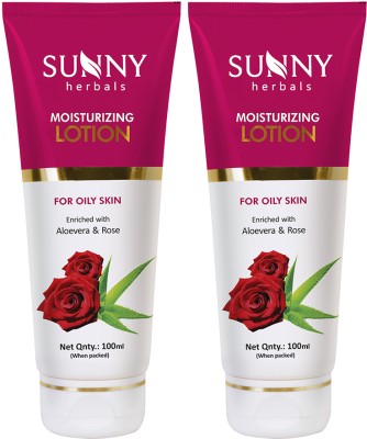 Sunny Herbals Moisturizing Lotion with Aloe Vera and Rose - Pack 2(100 ml)