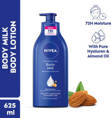 NIVEA Body Milk, Lotion Moisturizer, with Deep Moisture Serum, Hyaluron & Almond Oil(625 ml)