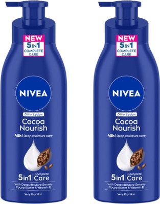 NIVEA Body Lotion Dry Skin, Cocoa Nourish, With Coconut Oil & Cocoa Butter(EACH 400ML)(800 ml)