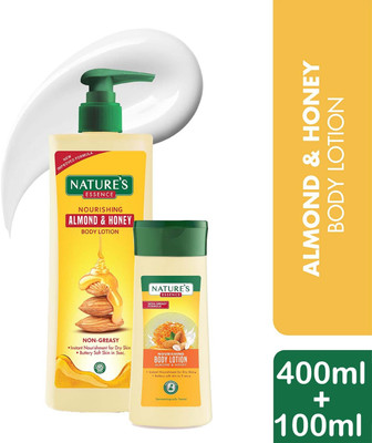 Nature's Essence Nourishing Winter Lotion NON-GREASY Almond & Honey 400ml + 100ml Pack Of 2(500 ml)
