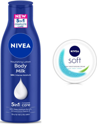 NIVEA Bodymilk 200ml & Soft Cream 200ml Combo(300 ml)