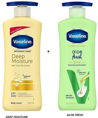 Vaseline ALOE FRESH GREEN + YELLOW 400ML DEEP MOISTURE LOTION(800 ml)