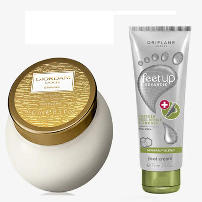Oriflame Sweden GIORDANI GOLD ESSENZA PERFUMED BODY CREAM & FEET UP ADVANCED FOOT CREAM(325 ml)