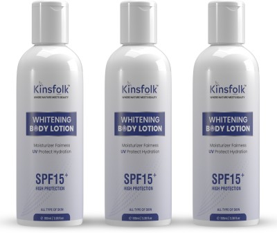 Kinsfolk Body Lotion Skin brightening & Whitening SPF 15+ Fairness (100 ml) Pack Of 3(300 ml)