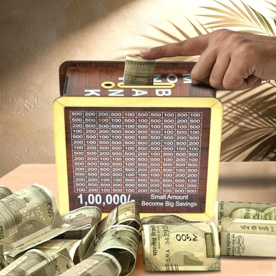 MAHADEV Money Saving Piggy Bank ,Wooden Piggy Bank with Easy Tracking of Savings Wooden Money Clip(Wooden)