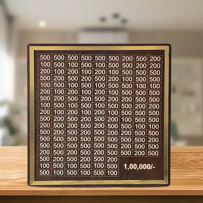 Lakshvish Chandan Wood ($100000) Gold-Trimmed Wooden Money Saving Box Savings Coin Bank Wooden Money Clip(Brown)