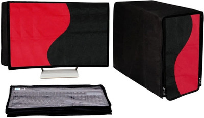 GUTSAV SALES COMPUTER COVER FULL SET 18 INCH for 18 inch MONITER, KEYBOARD, CPU - DESKTOP COVER FULL SET 18 INCH(RED & BLACK)