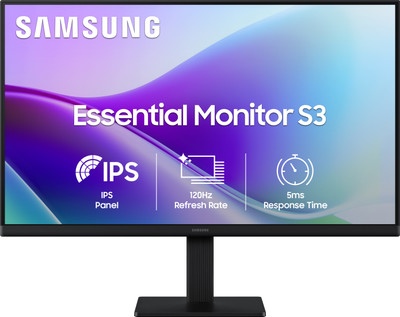 Samsung Essential Series S3 55.88 cm (22 inch) Full HD LED Backlit IPS Panel with Dual HDMI Ports (2EA), Super Slim Borderless Design, Eye Saver Mode, Wall Mountable, Flat Monitor, Game Mode Monitor (LS22F320GAWXXL)(Response Time: 5 ms, 120 Hz Refresh Rate)