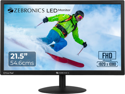 ZEBRONICS EA Series 54.61 cm (22 inch) Full HD LED Backlit IPS Panel with 300 Nits, HDR10, 1.07B Colors, 2 x HDMI, 2 x DP, Bezel-Less Design, Built-in Speakers, Wall Mountable Monitor (Zeb-EA122-21.5 Inches)(Adaptive Sync, Response Time: 5 ms, 60 Hz Refresh Rate)