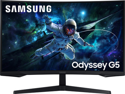 Samsung Odyssey G5 80.0 cm (32 inch) Curved Quad HD LED Backlit VA Panel with HDR10, 1000R curvature, 300 nits brightness, Ports-HDMI,DP,Headphone, DP Cable� Monitor (LS32CG550EWXXL)(AMD Free Sync, Response Time: 1 ms, 165 Hz Refresh Rate)