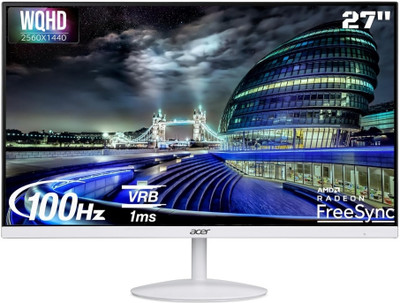 Acer 68.58 cm (27 inch) WQHD LED Backlit IPS Panel with HDR10, 2X1W Inbuilt Speakers, Flicker , Blue Light Shield, Ultra Thin Monitor (SA272U)(Frameless, AMD Free Sync, Response Time: 1 ms, 120 Hz Refresh Rate)