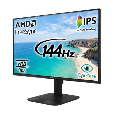 Acer KA2 60.45 cm (24 inch) Full HD LED Backlit IPS Panel with 6 axis Color Adjustment, 2X2W Inbuilt Speakers, Display Widget, VisionCare, ENERGY STAR Certified, Robust Stand Monitor (KA242Y)(Frameless, AMD Free Sync, Response Time: 1 ms, 144 Hz Refresh Rate)
