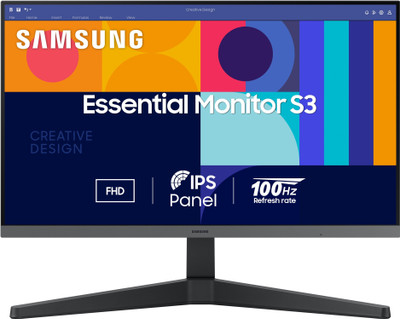 Samsung 68.58 cm (27 inch) Full HD IPS Panel Flicker-Free, HDMI, Display Port, Bezel-less Design Flat Monitor (LS27C330GAWXXL)(AMD Free Sync, Response Time: 4 ms, 100 Hz Refresh Rate)