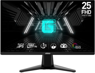 MSI 63.5 cm (25 inch) Full HD IPS Panel with Anti-Flicker, Wide Color Gamut and Less Blue Light Gaming Monitor (G255F)(Frameless, Adaptive Sync, Response Time: 1 ms, 180 Hz Refresh Rate)