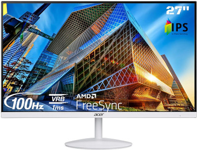 Acer 68.58 cm (27 inch) Full HD IPS Panel with Blue Light Shield, Low Dimming, Comfy View, Eco Display, 2X1W Inbuilt Speakers, Wall Mountable Ultra Thin Monitor (SA272E)(Frameless, AMD Free Sync, Response Time: 1 ms, 100 Hz Refresh Rate)