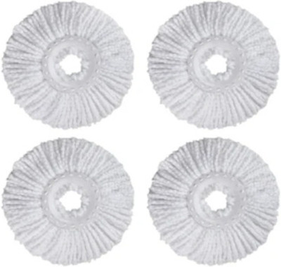Mahi Premium Microfiber Mop Refills (Set of 4) – Super Absorbent & Durable Mop Head and Rod(White)