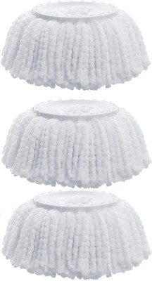 tanvika agency Microfiber Spin Mop Head Replacement Refill for Floor Cleaning Pack of 3 Refill(White)