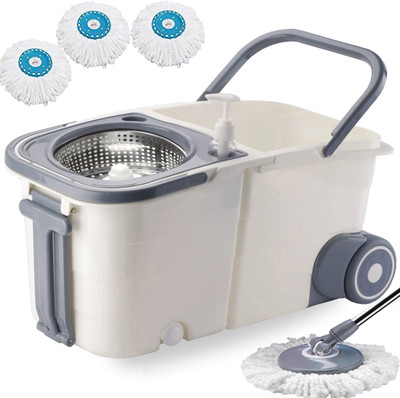 THUNDER FIT START FRESH Premium Bucket Mop | Double Twin Bucket Spin Mop | 3 Super Microfiber Refills -2 Wet & Dry Mop(Multicolor)