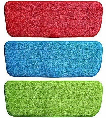 Shelzi 3 pcs Microfiber Flat Pros Reusable Spray Dry Mop Pad for Floor Cleaning Pads Mop Rod(Multicolor)