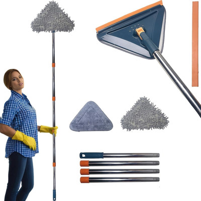 Clefairy Extendable Triangle Mop Retractable Cleaning Mop, 360 Degree Rotating Mop Wet & Dry Mop(Multicolor)