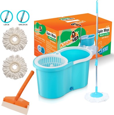 Pranay's Kleanup Classic Spin Mop, Bucket, Pocha, Mop Rod, With 2Refill - Home & Kitchen Cleaning Mop Set
