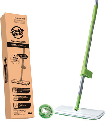 Scotch-Brite Hands-Free Microfiber Flat mop (with 1 Extra Refill ) Flat Mop(Green)