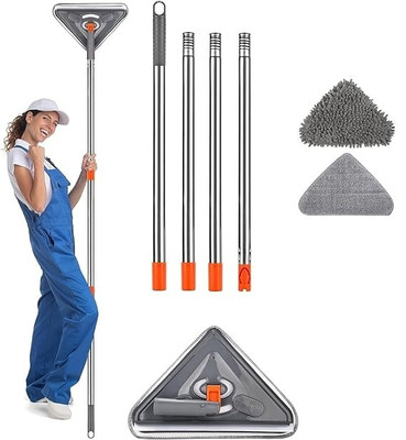 Deoxys Rotatable Triangle Mop with Long Handle, Microfiber Flat Floor mop Mop Head and Rod(Multicolor)