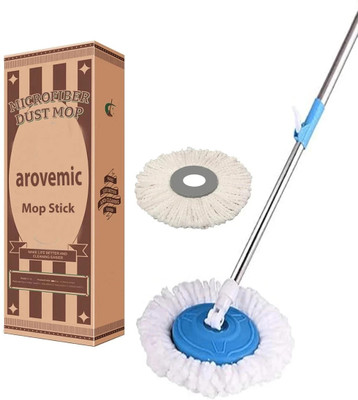 arovemic Spin Extendable Stick Rod | Spin Mop Spares Set Handle with 1 Microfiber Refill String Mop(Blue)