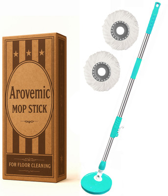 arovemic Stainless Mop Stick | 360° Rotating Handle for Spin Mop Use Mop Rod(Green, Silver)