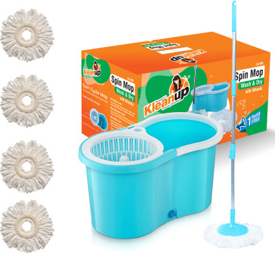 Pranay's Kleanup Spin Mop, Mop Bucket Set, 360Magic Mop Pocha 4Refill for Wet-Dry Floor Cleaning Mop Set(Blue)