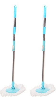Pranay's Kleanup Efficient 2 Spin Mop-Rod Set|Wet-Dry Cleaning Mop|Mops Pocha 2 Microfiber Refill Mop