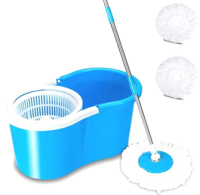 Zemlite Floor Cleaner with Spin Bucket Mop for Easy Magic Cleaning,(With 1 Extra Refill) Mop Set(Blue)