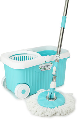 WAYMORE Plastic Elite Spin Mop with Bigger Wheels Mop Set(Blue)