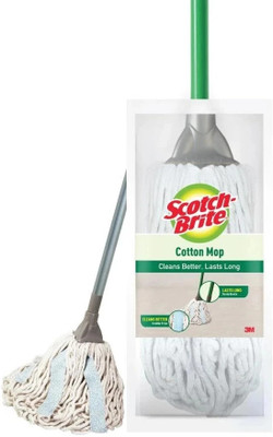 Scotch-Brite Plastic Telescopic Handle Cotton Mop with Looped Cotton Threads String Mop(Green 120 cm)