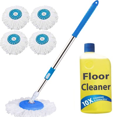 THUNDER FIT START FRESH Classic Spin Bucket Mop Stick Rod Set -Easy to fit for All Bucket Mops-99 String Mop(Blue)