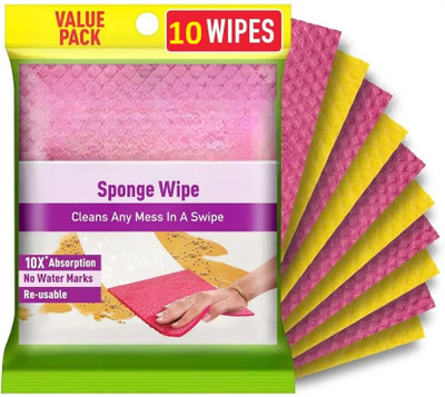 Hitvik Multi-purpose , Easy to use kitchen cleaning Sponge Wipe (10 -Pieces) Scrub Sponge(Medium, Pack of 10)