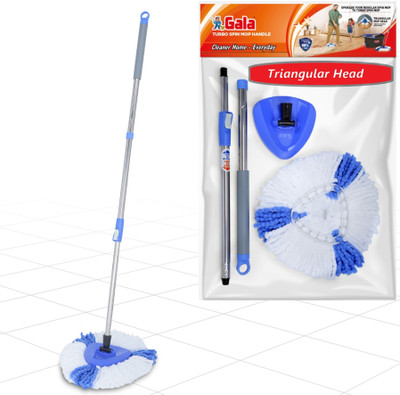 GALA Gala Turbo Triangular Spin Mop Handle with Refill Wet & Dry Mop(Multicolor)
