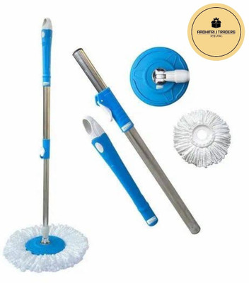 adjgang Mop stick 360 degree rotational stainless steel mop Mop Rod(Blue 1 m)
