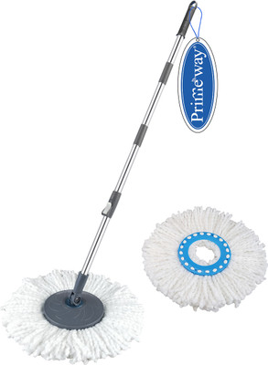 Primeway 360 Degree Rotating Handle Set with Disc and Mop Heads Mop Set(Grey 1.27 m)