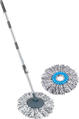 Primeway Mop Handle Set with Disc & 2 Executive Mop Head Refill String Mop(Grey 1.27 m)