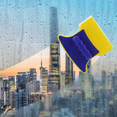 RATHOD ENTERPRISE Magnetic Window Cleaner Double-Side Glazed Square Two Sided Glass Cleaner Sponge Mop(Multicolor)