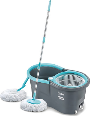 Prestige Alpha with 2 Microfiber heads 360 Degree Spinner Mop Set(Grey, Blue)