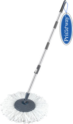 Primeway Rotating Spin Mop Handle Rod Set with Disc and 1 Refill String Mop(Grey 1.27 m)