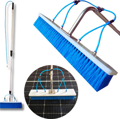Highpower Solar Panel Cleaning Brush with 3 meter Telescopic Pole & Nylon Bristles Wet & Dry Mop(Blue 3 m)