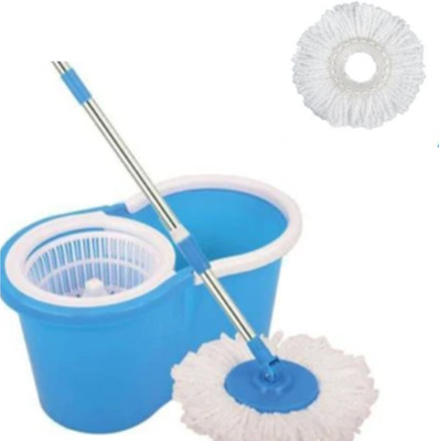 Mahi Premium Smart Spin Mop Set with 2 Extra Refills | Floor Cleaner for Home Use Mop Set(Blue, White 1 m)