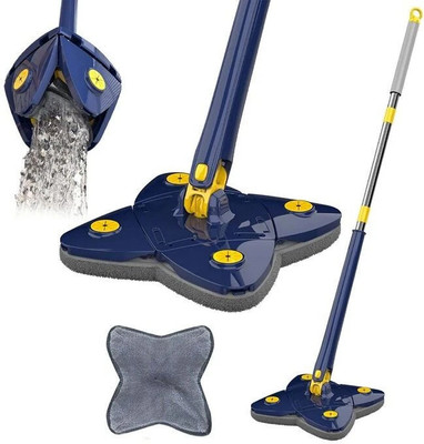 Upkaranwale 360° self Squeeze Rotatable Cleaning Mop with Stainless Steel Long Handle Flat Mop(Blue)