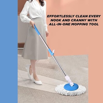 GENZ Genz Mop rod stick 360 degree rotating mop rod set blue color pack of 1 Mop Set(Blue)