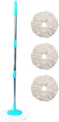 Pranay's Kleanup Alpha Spin Mop-Mop Stick|Wet & Dry Cleaning Mop|Mops Pocha 3 Microfiber Refill Mop, Mop Refill, Mop Set