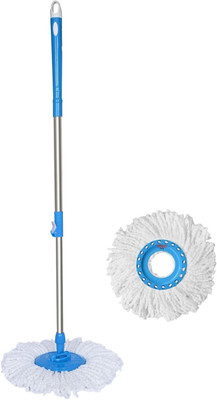 VAULT BHARAT Spin Mop Stick Rod Only | Floor Clean Stick with 2 refill | Extendable Handle Mop Rod(Blue)